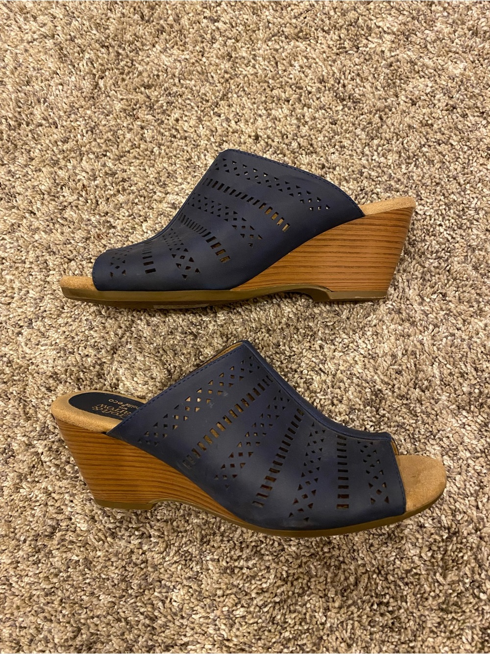 croft & barrow Navy Slip-On Wedge Mules